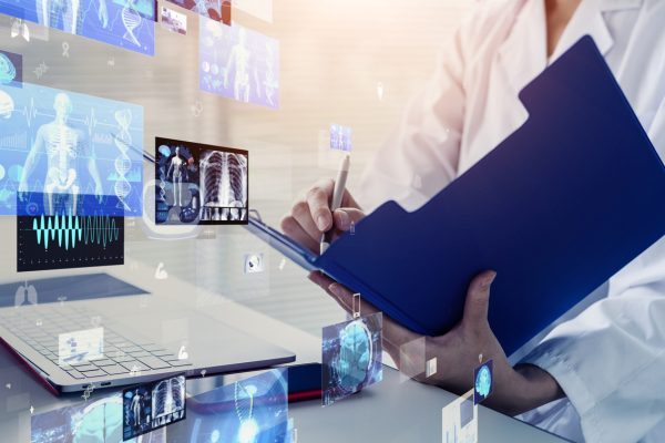 Medical technology concept. Remote medicine. Electronic medical record.